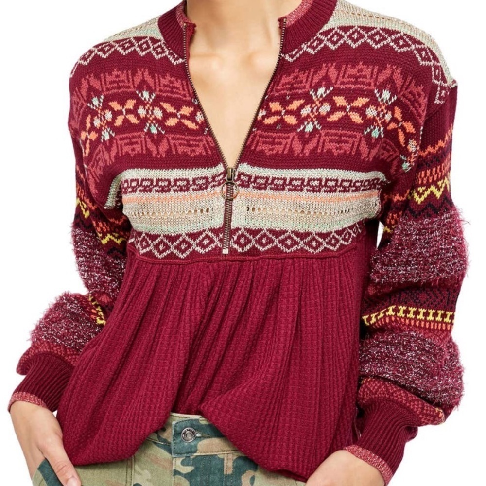 Free People Cabin Fever Sweater Thermal Top Small